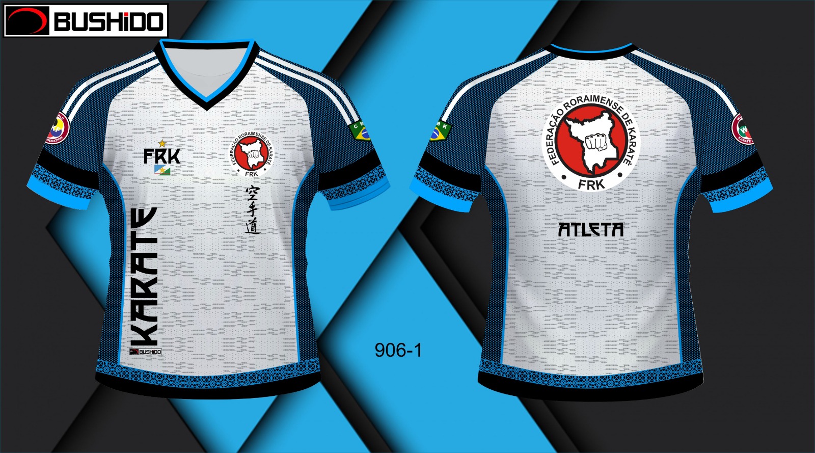 Camisa oficial FRK modelo 906-1, vistas frontal e traseira